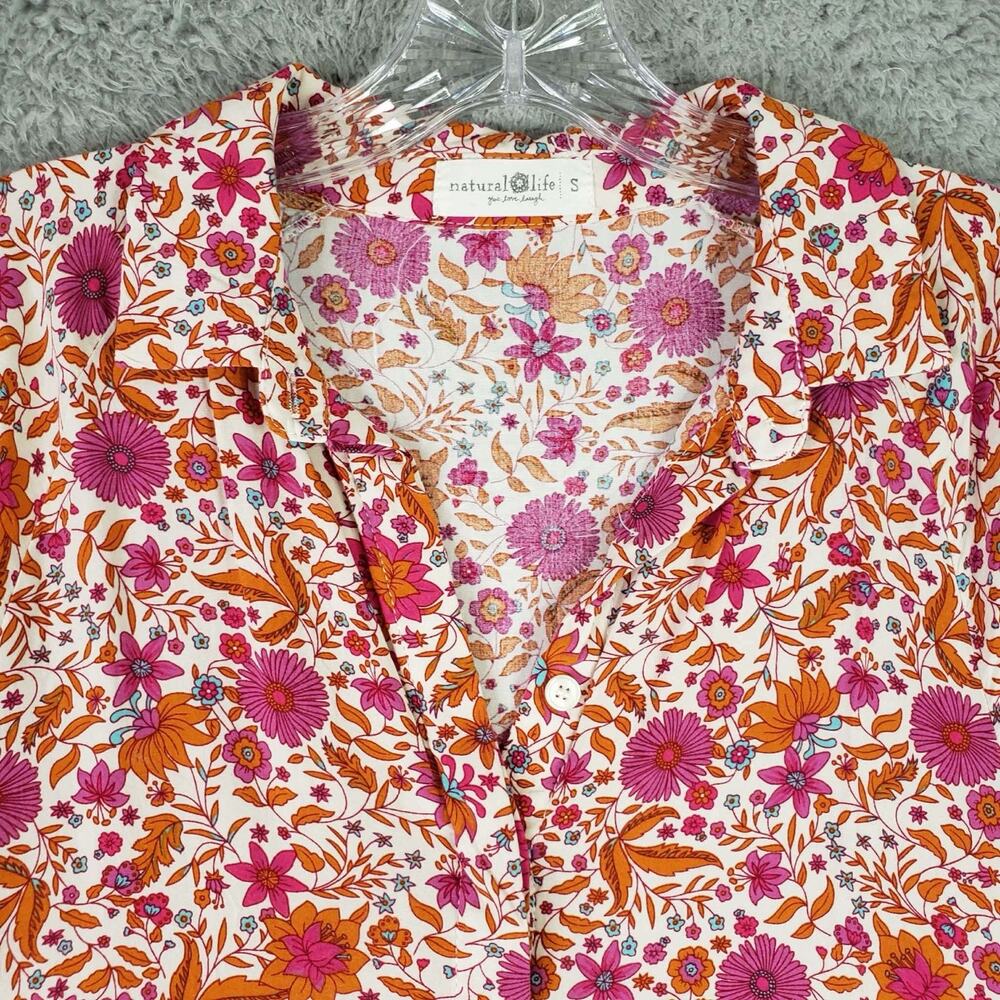 Natural Life Becca Short Dress Red Pink Floral Border Women’s Size Large L - Picture 9 of 12